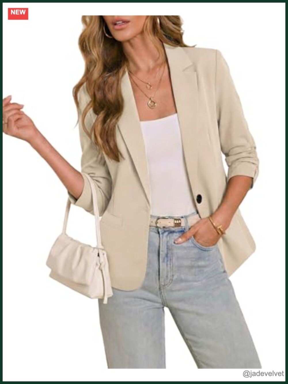 3/4 Sleeve Blazer Women Business Casual Suit Jacket Office Work Dressy